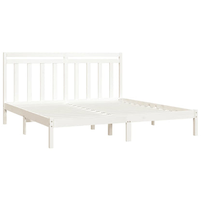 Solid Wood White Bed Frame 200x200 cm - No Mattress Included