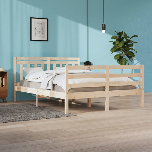 Natural Solid Wood Bed Frame 140x200 cm - No Mattress Included