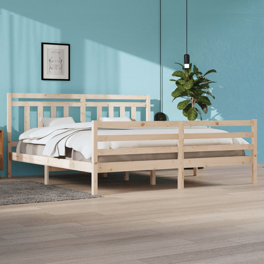 Solid Wood Bed Frame 200x200 cm - Durable, No Mattress Included