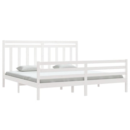Solid Wood White Bed Frame 200x200 cm - No Mattress Included