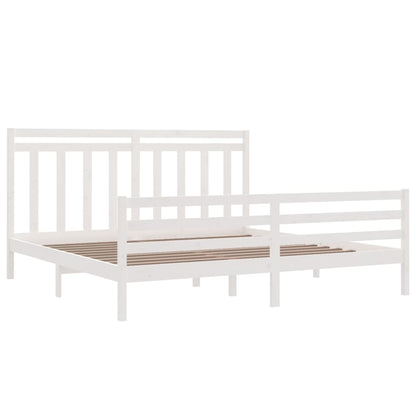 Solid Wood White Bed Frame 200x200 cm - No Mattress Included