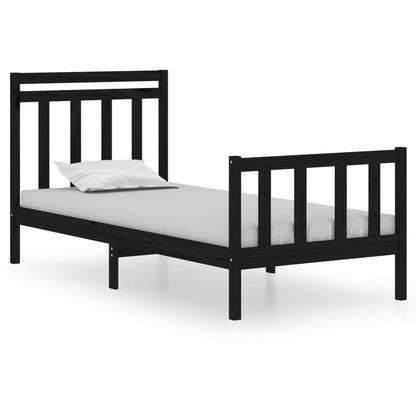 Solid Wood Black Bed Frame 75x190 cm - Small Single