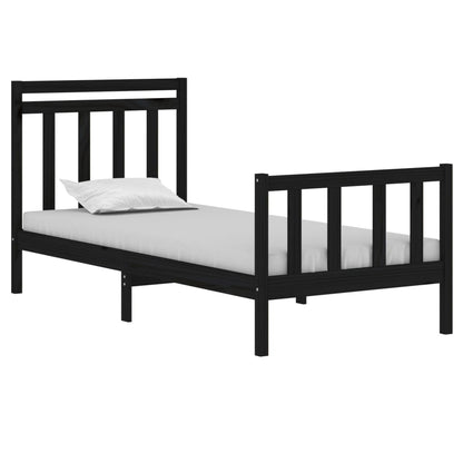 Solid Wood Black Bed Frame 75x190 cm - Small Single