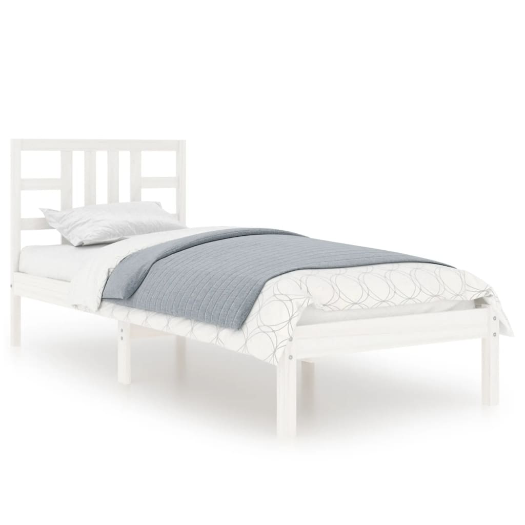 Solid Wood White Bed Frame 100x200 cm - No Mattress Included