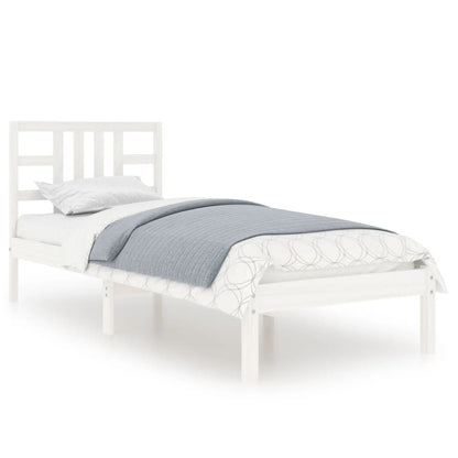 Solid Wood White Bed Frame 100x200 cm - No Mattress Included