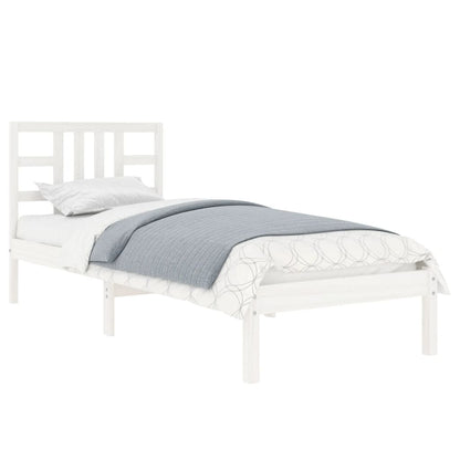 Solid Wood White Bed Frame 100x200 cm - No Mattress Included