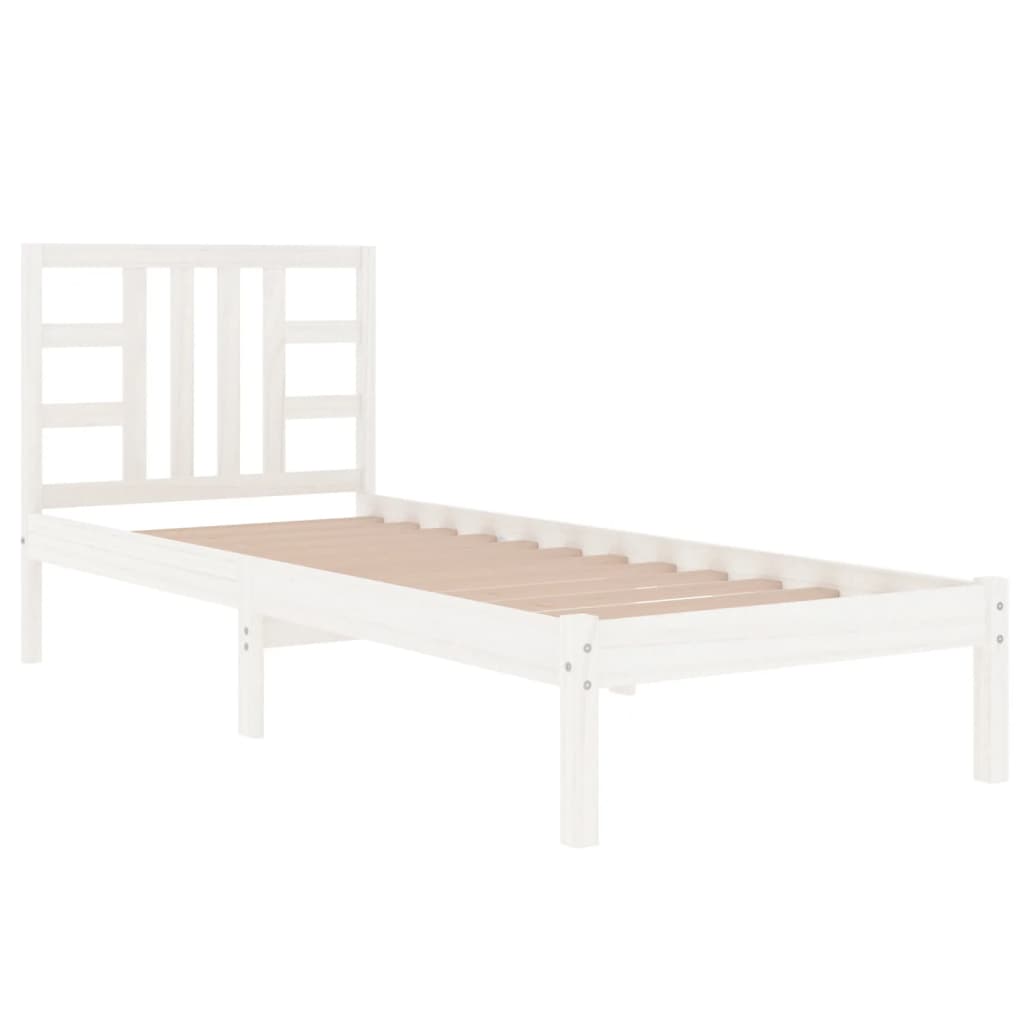 Solid Wood White Bed Frame 100x200 cm - No Mattress Included