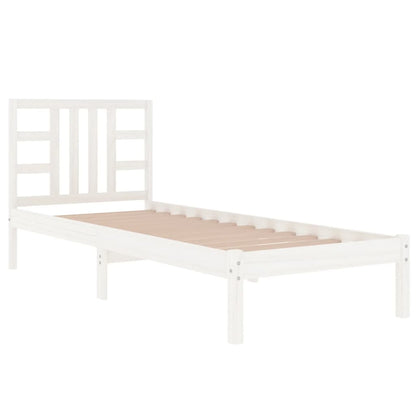 Solid Wood White Bed Frame 100x200 cm - No Mattress Included