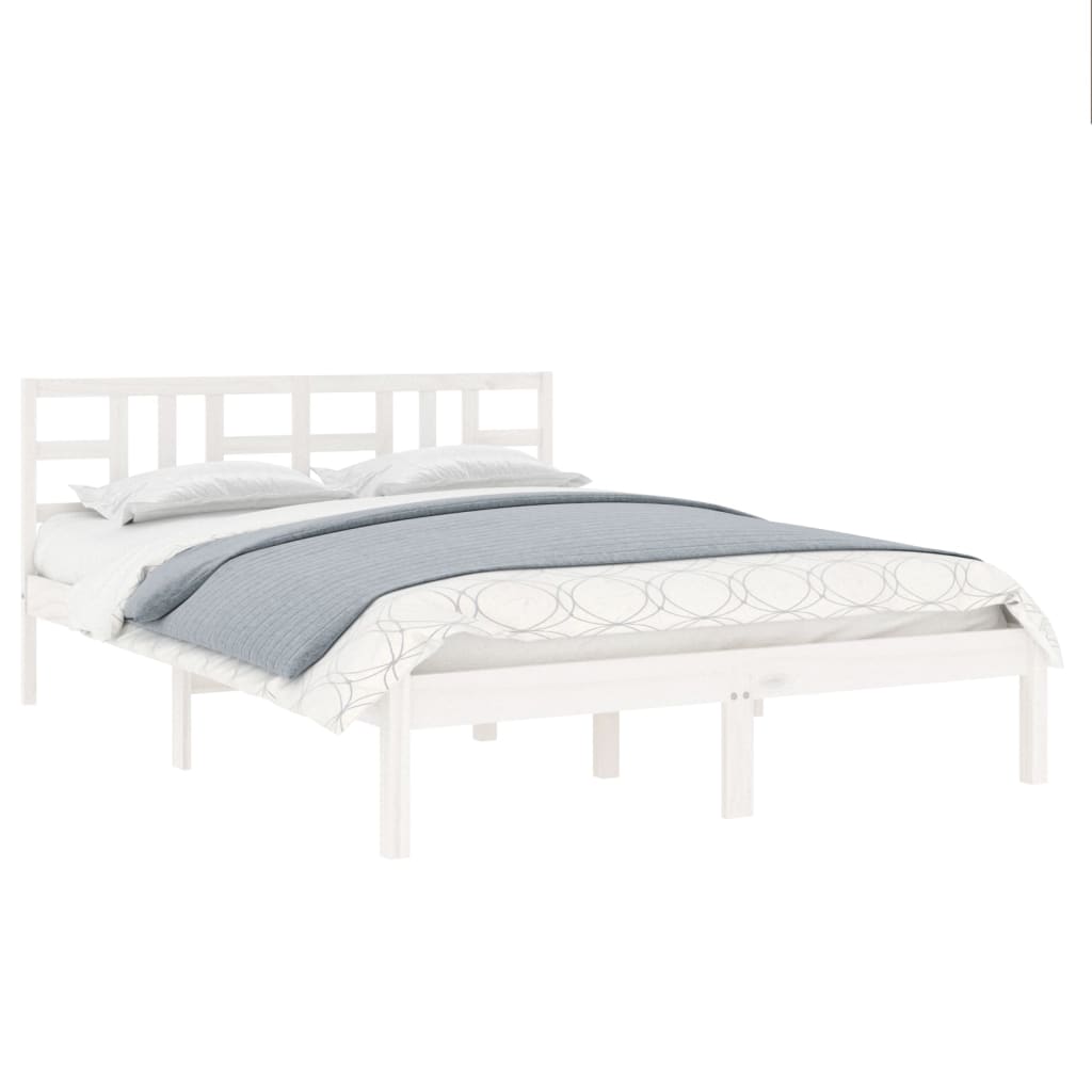Solid Wood White Bed Frame 200x200 cm - No Mattress Included