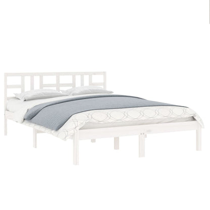 Solid Wood White Bed Frame 200x200 cm - No Mattress Included