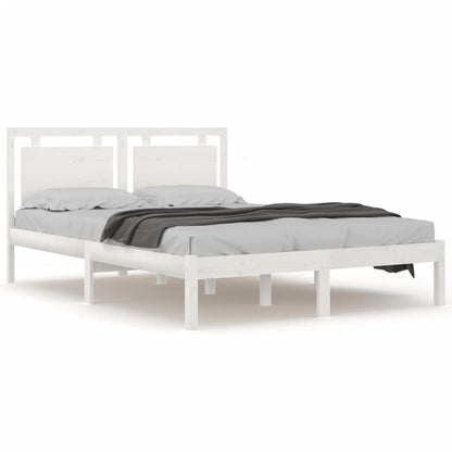 Solid Wood Bed Frame 200x200 cm in White - No Mattress Included