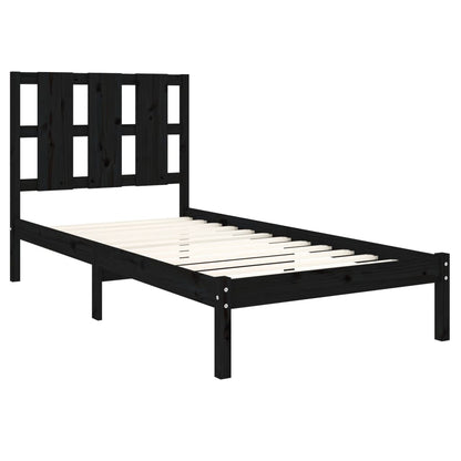 Elegant Black Solid Pine Wood Bed Frame 100x200 cm