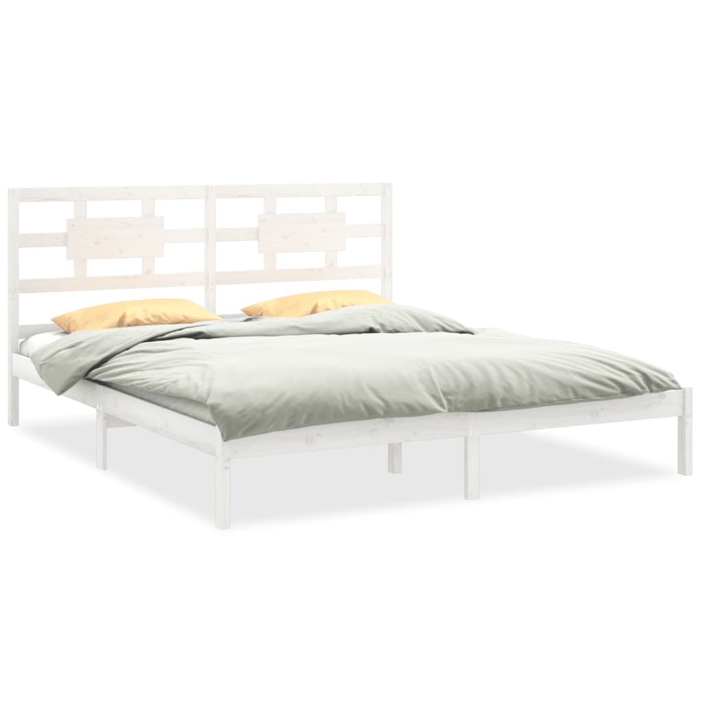 Solid Wood White Bed Frame 200x200 cm - No Mattress Included