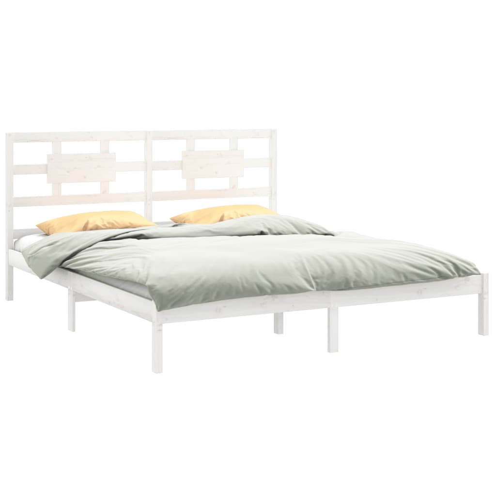 Solid Wood White Bed Frame 200x200 cm - No Mattress Included