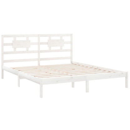 Solid Wood White Bed Frame 200x200 cm - No Mattress Included