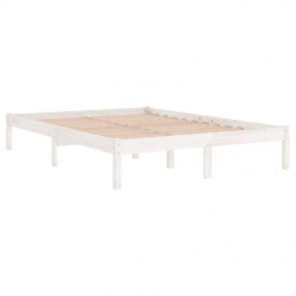 Solid Wood White Bed Frame 200x200 cm - No Mattress Included