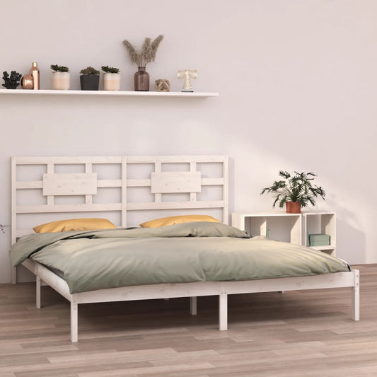 Solid Wood White Bed Frame 200x200 cm - No Mattress Included