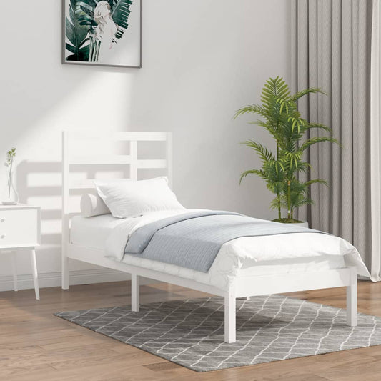 White Solid Wood Bed Frame 100x200 cm - Mattress Not Included