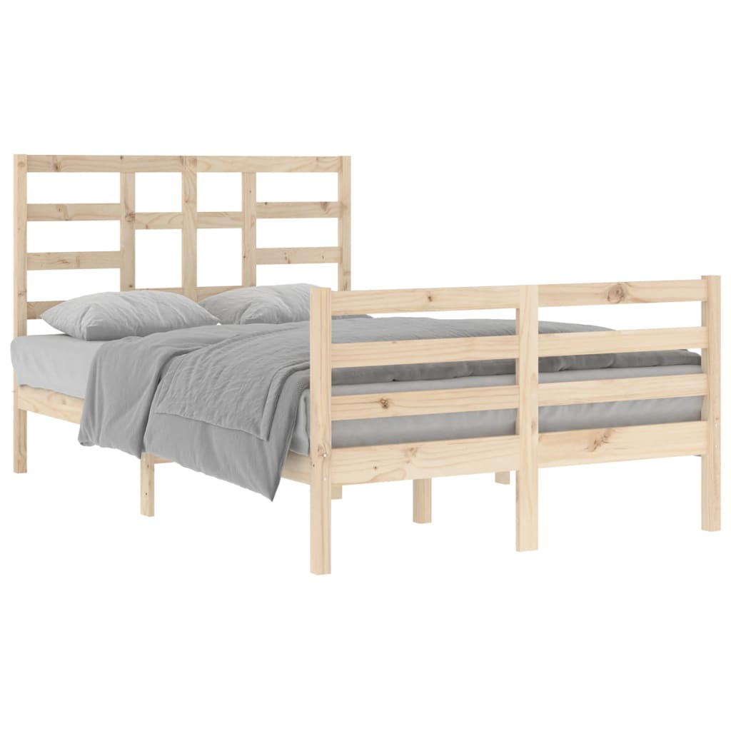 Solid Wood Bed Frame, 120x200 cm, Natural Finish