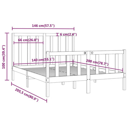 Bed Frame without Mattress 140x200 cm Solid Wood