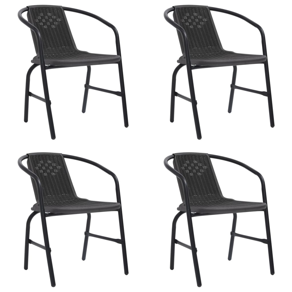 8-Piece Garden Chair Set - Rattan-Effect Plastic & Steel, 110kg