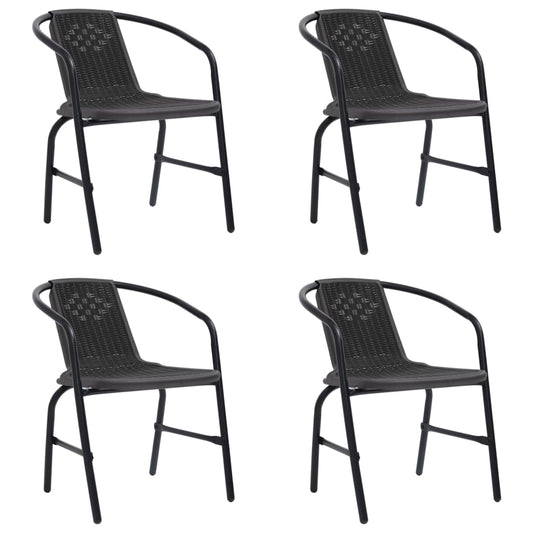 Durable 4-Piece Garden Chairs Set - Plastic Rattan & Steel, 110 kg