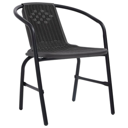 Durable 4-Piece Garden Chairs Set - Plastic Rattan & Steel, 110 kg