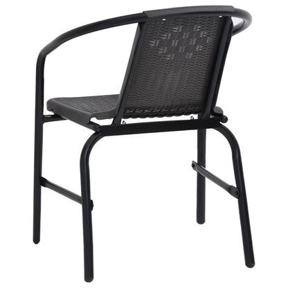 Durable 4-Piece Garden Chairs Set - Plastic Rattan & Steel, 110 kg