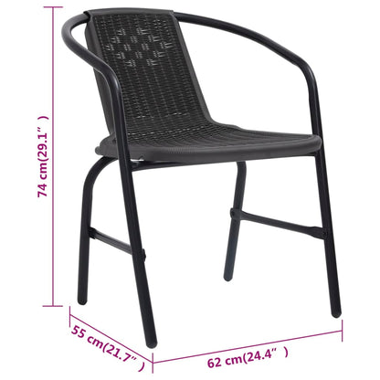 Durable 4-Piece Garden Chairs Set - Plastic Rattan & Steel, 110 kg
