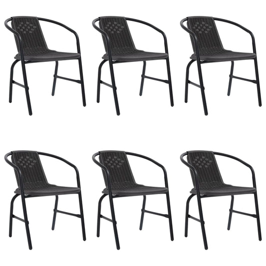 6-Piece Plastic Rattan & Steel Garden Chairs Set - 110 kg Capacity