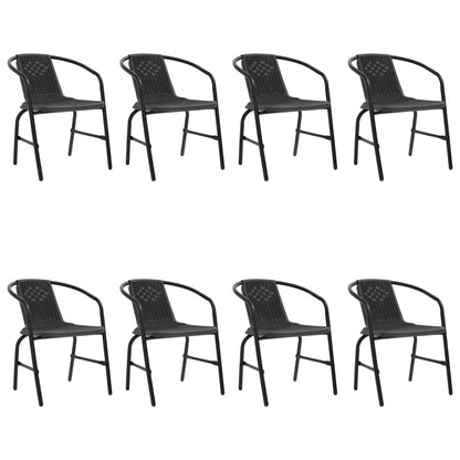 8-Piece Garden Chair Set - Rattan-Effect Plastic & Steel, 110kg