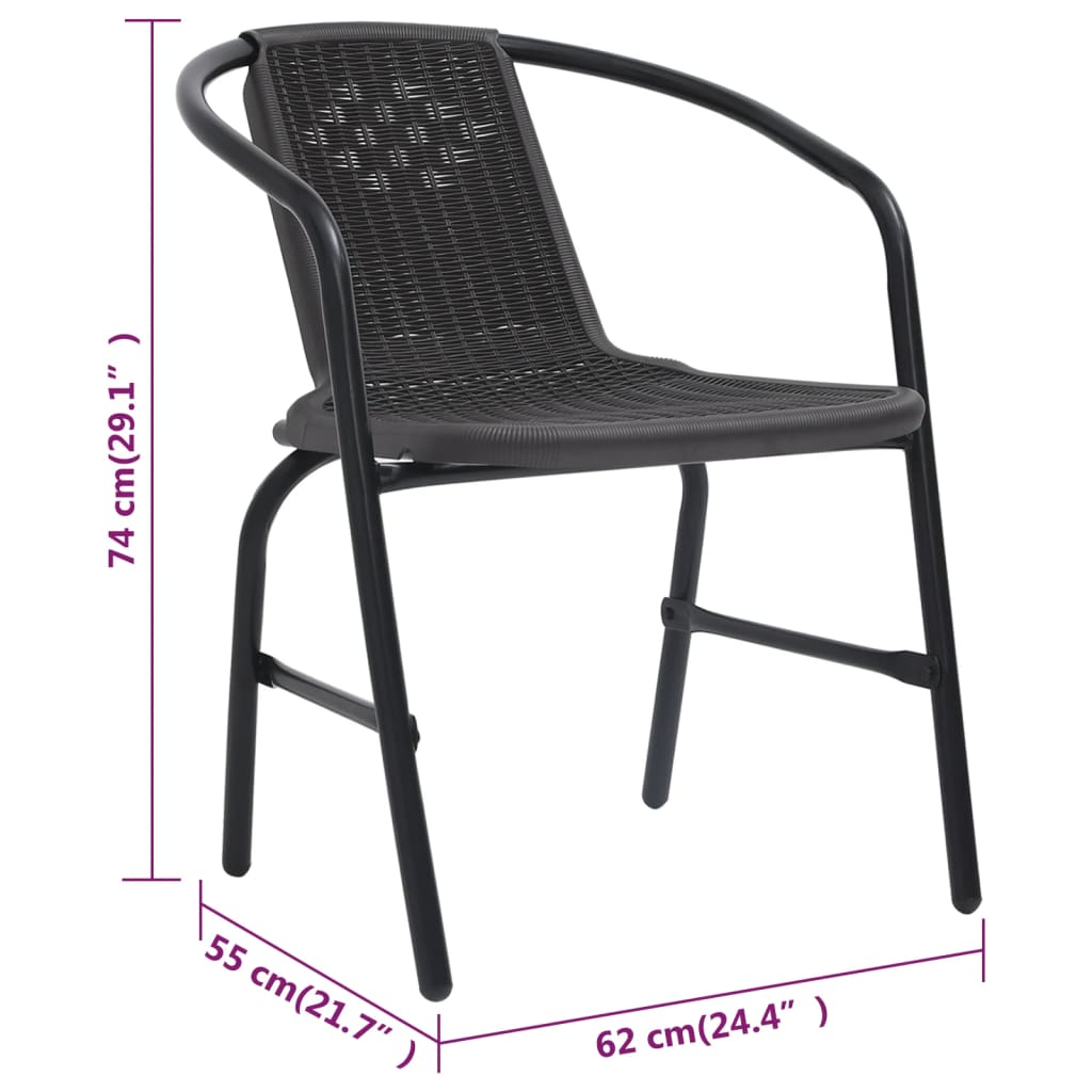 8-Piece Garden Chair Set - Rattan-Effect Plastic & Steel, 110kg
