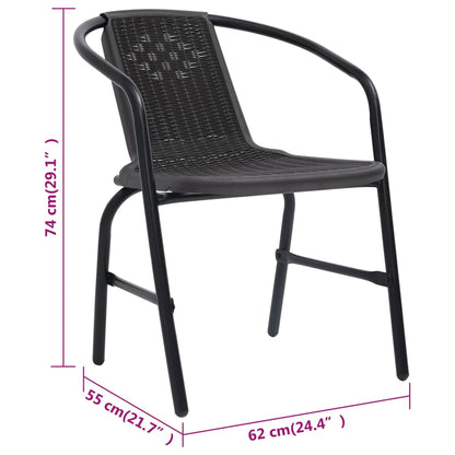 8-Piece Garden Chair Set - Rattan-Effect Plastic & Steel, 110kg