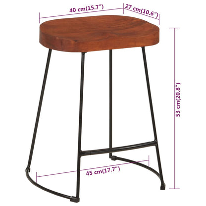 Gavin Bar Stools Set of 2, Solid Mango Wood, 45x38x53 cm