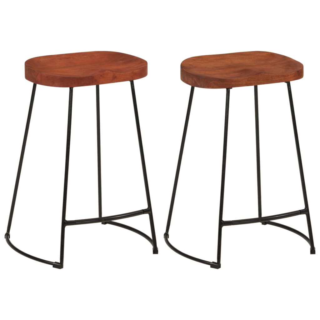 Gavin Bar Stools Set of 2 - Solid Mango Wood, 45x40x63 cm