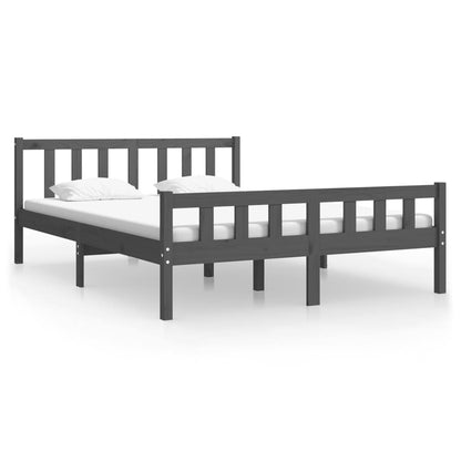 Grey Solid Wood Bed Frame 140x190 cm - vidaXL 810661