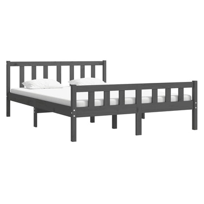 Grey Solid Wood Bed Frame 140x190 cm - vidaXL 810661