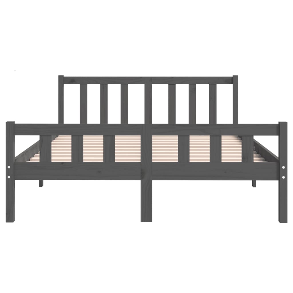 Grey Solid Wood Bed Frame 140x190 cm - vidaXL 810661