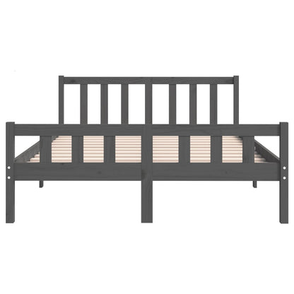 Grey Solid Wood Bed Frame 140x190 cm - vidaXL 810661