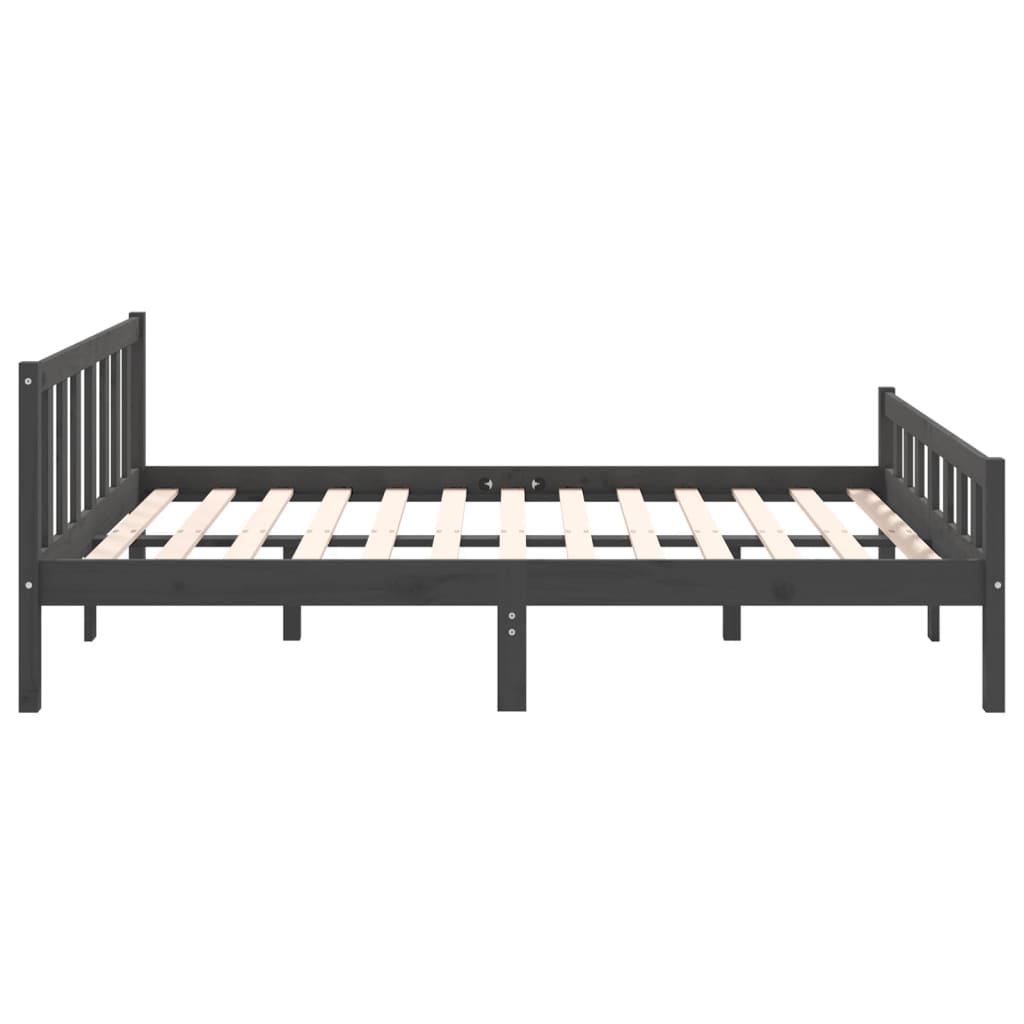 Grey Solid Wood Bed Frame 140x190 cm - vidaXL 810661