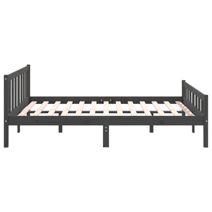 Grey Solid Wood Bed Frame 140x190 cm - vidaXL 810661