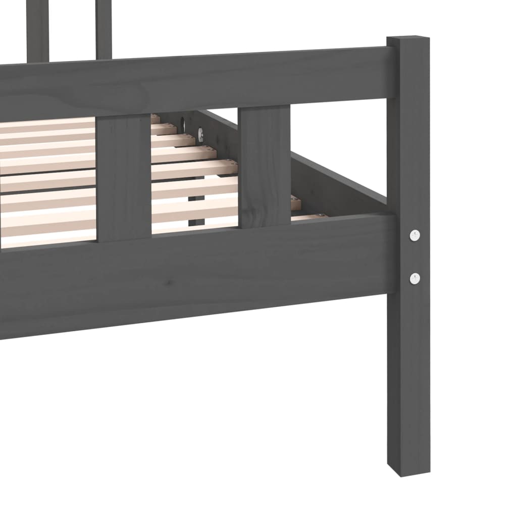 Grey Solid Wood Bed Frame 140x190 cm - vidaXL 810661