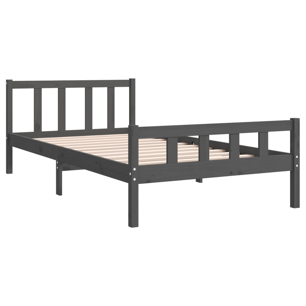 Solid Wood Grey Bed Frame 100x200 cm - No Mattress Included