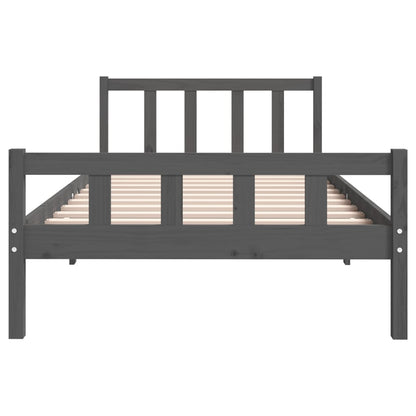 Solid Wood Grey Bed Frame 100x200 cm - No Mattress Included