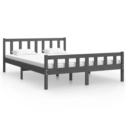 Solid Wood Grey Bed Frame - No Mattress, 120x200 cm
