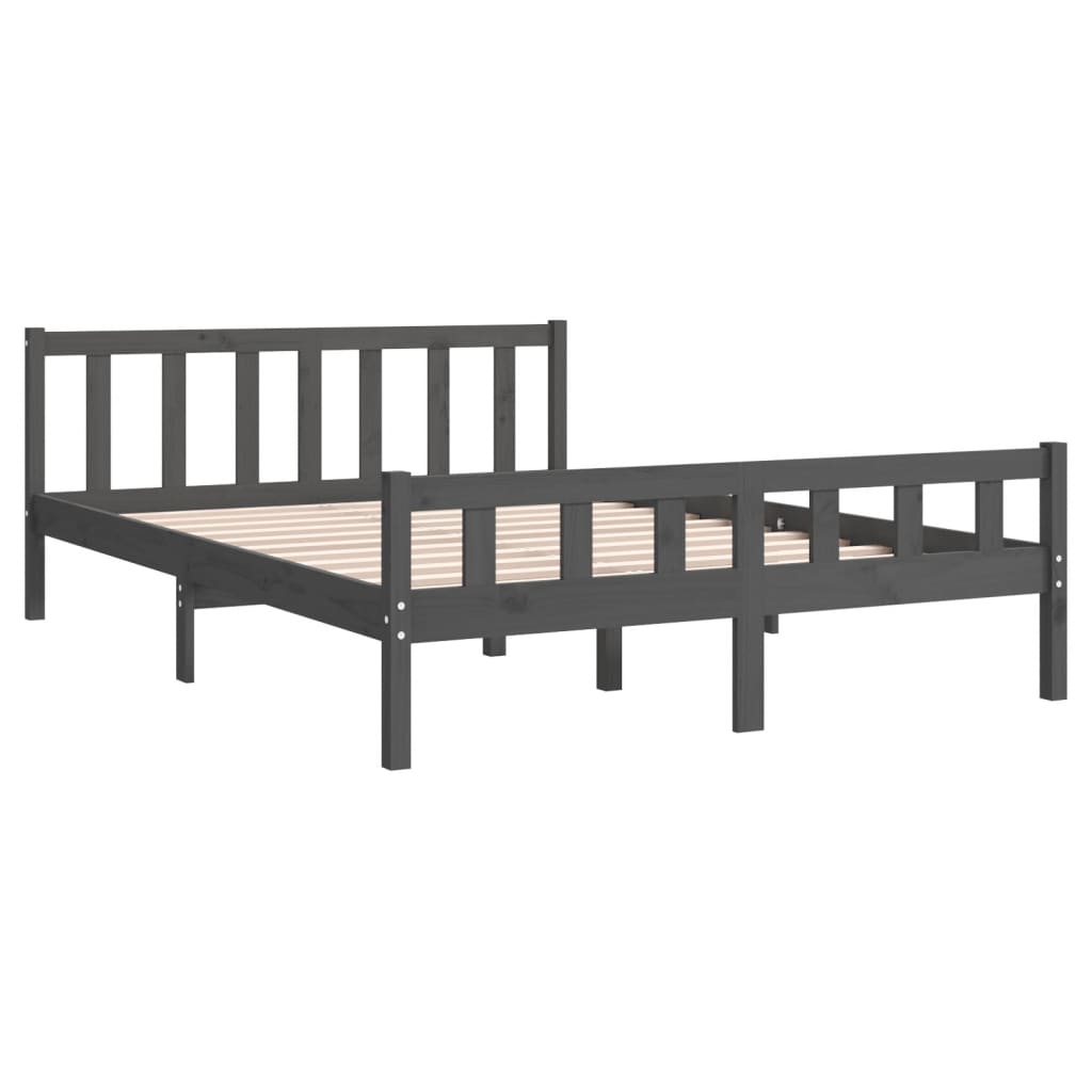 Solid Wood Grey Bed Frame - No Mattress, 120x200 cm