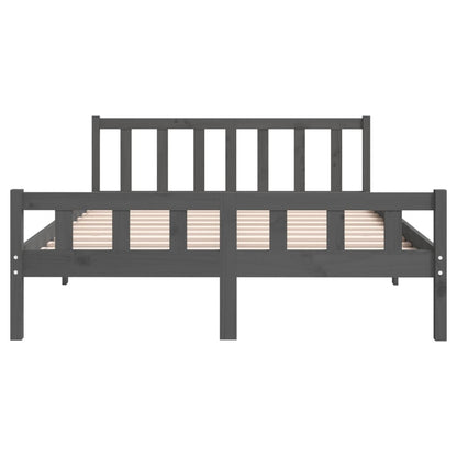 Solid Wood Grey Bed Frame - No Mattress, 120x200 cm