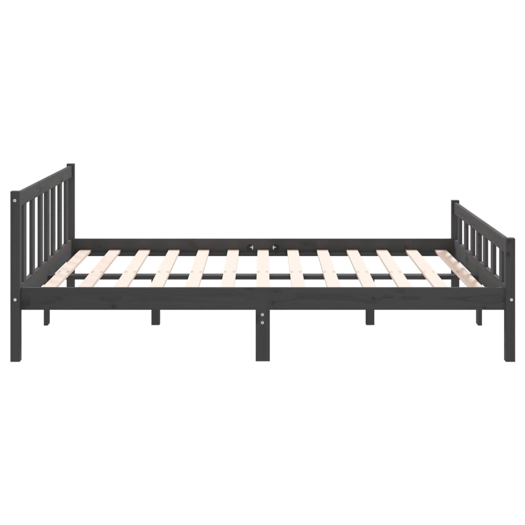 Solid Wood Grey Bed Frame - No Mattress, 120x200 cm