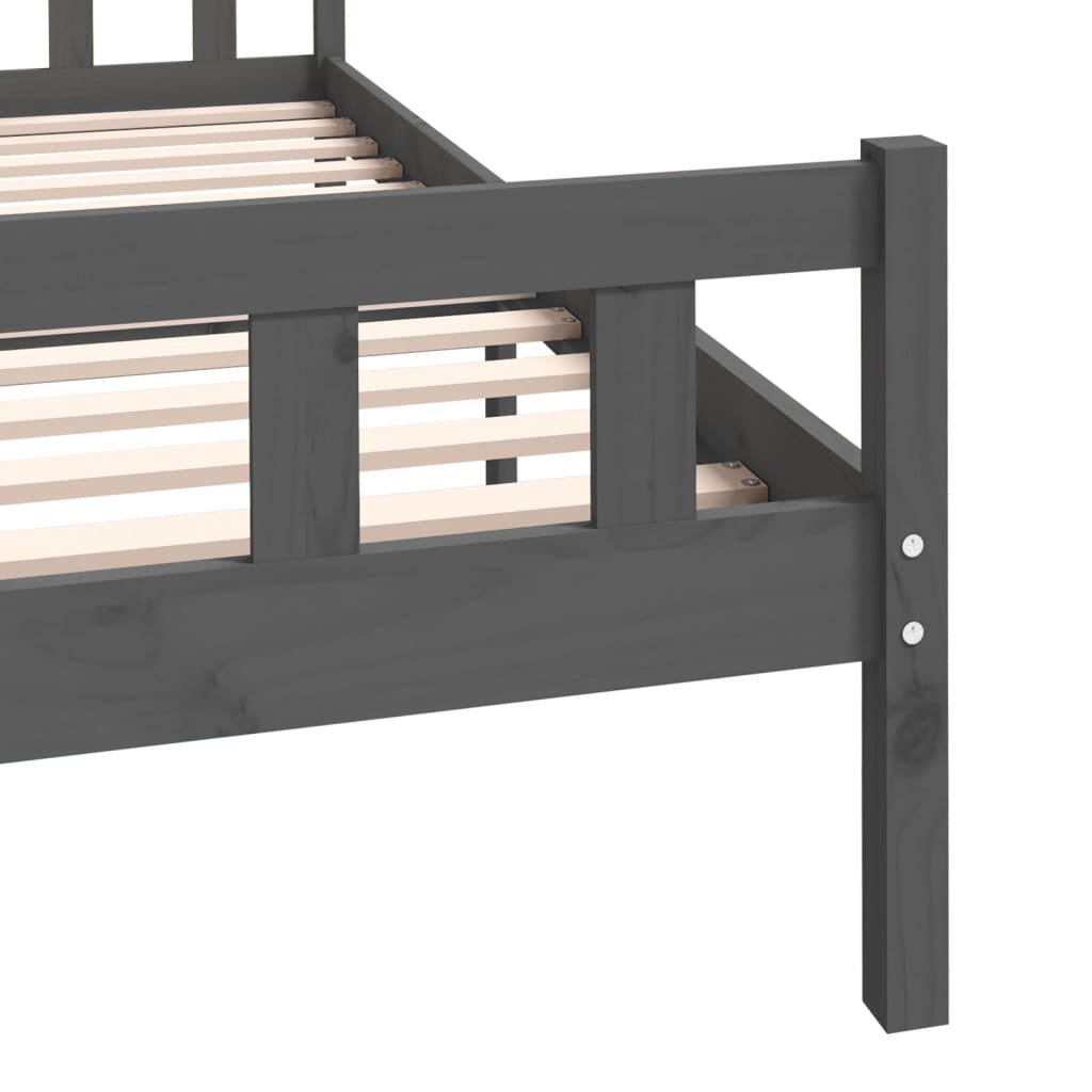 Solid Wood Grey Bed Frame - No Mattress, 120x200 cm