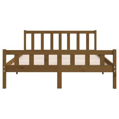 Solid Wood Bed Frame 120x200 cm, Honey Brown Finish, No Mattress